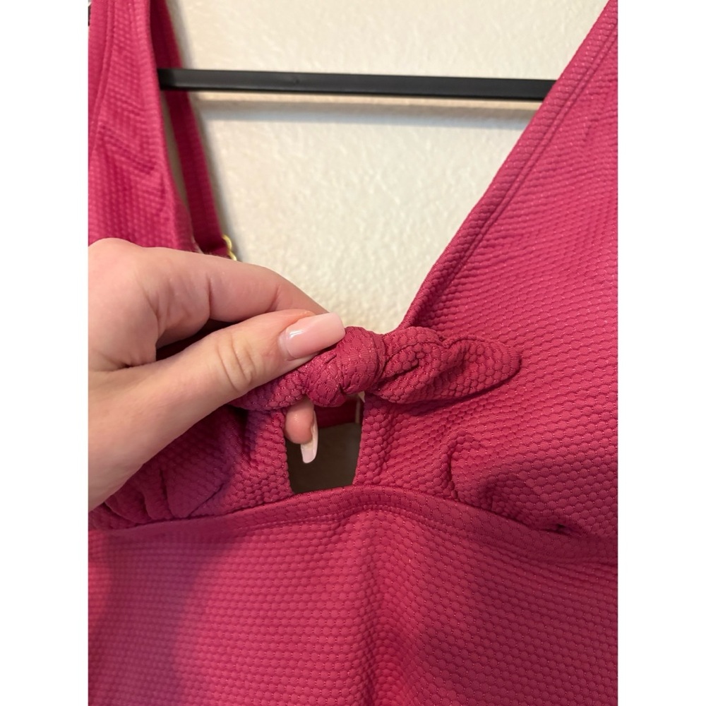 Kona Sol | NWOT Mauve One Piece Tie Front Textured Swimsuit - Picture 4 of 10